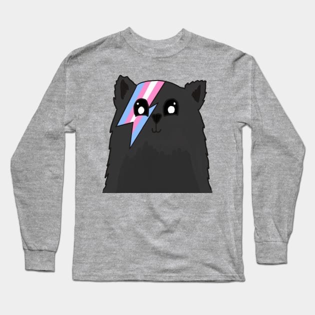 Transgender Pride Flag Kitty Long Sleeve T-Shirt by nonbeenarydesigns